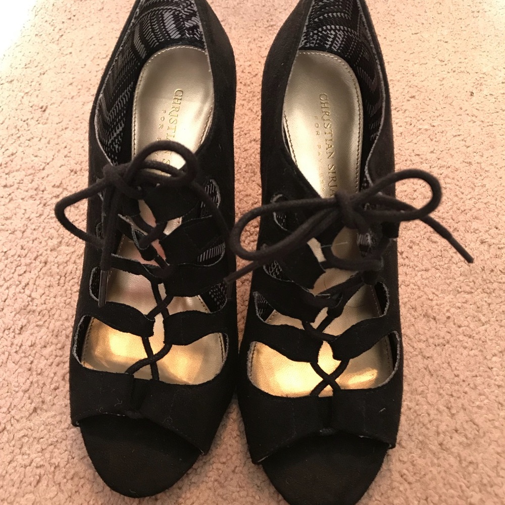 Black lace up heels